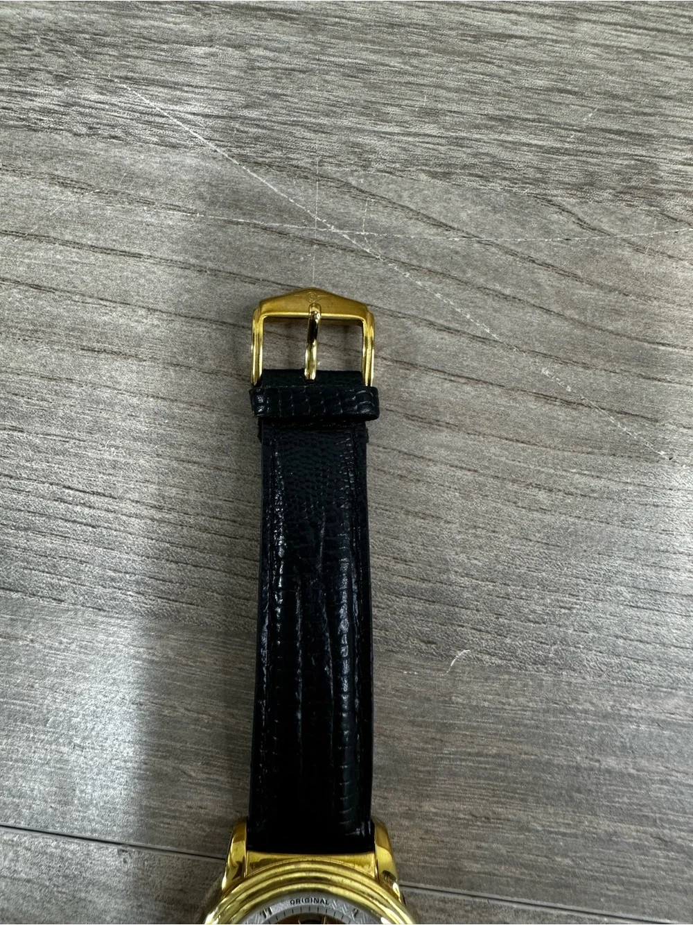 Stührling Automatic Men's Dress Watch Gold Skeleton Dial Black Band